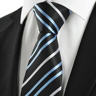TieNew Striped Blue Black Formal Mens Tie Necktie Wedding Party Holiday Gift