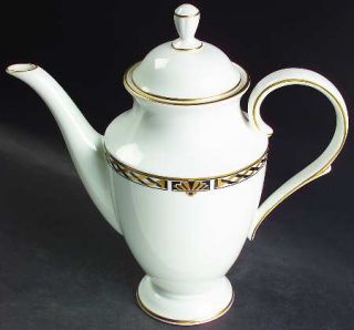 Lenox China American Deco Coffee Pot & Lid, Fine China Dinnerware   Classics, Bl