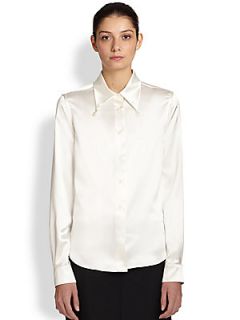 Maison Martin Margiela Silk Button Front Shirt   Ivory
