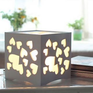 YOUKE Carving Cut Out Soulmate Pattern Rectangle Table Lamp (White)