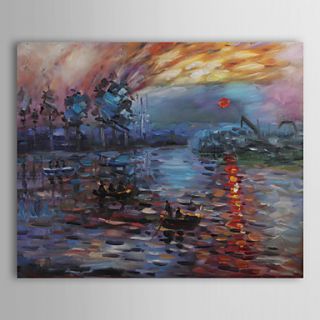 Hand painted Sunrise Oil Painting by Claude Monet with Stretched Frame
