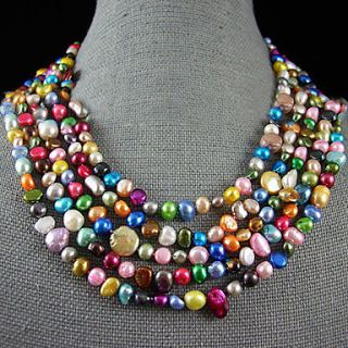 4 10MM Rainbow Color Genuine Freshwater Pearl Necklace – 100 Inch