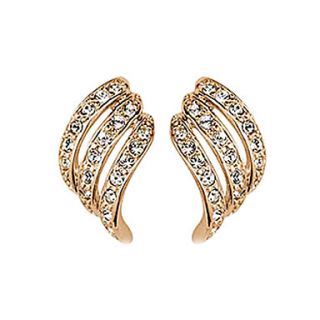Rigant 18K RGP Alloy White Crystal Accented Clip Earrings (Gold)