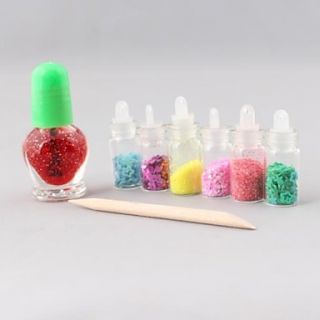 Beautiful Nail Profession Color Nail Art Decoration Kit(6 Colors Nail Art Decoration 1 Nail Polish 1 PCS Bamboo Stick)