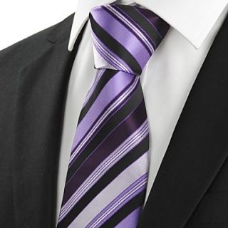 Tie New Striped Purple Black Luxury Men Tie Necktie Wedding Party Holiday Gift