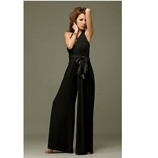 Womens Sexy Deep V Belt Bind Jumpsuit Conjoined Trousers Jumpsuit