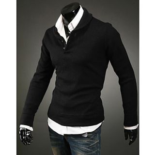 Aowofs Foreign Trade Clothes European Style Mens Long sleeve Knitwear(Black)
