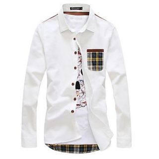 Mens Lapel Korean Version Long Sleeve Shirt