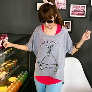 Lirenniao Korean Style Letter Printing Big Size Loose Fit Casual Shirt(Gray)