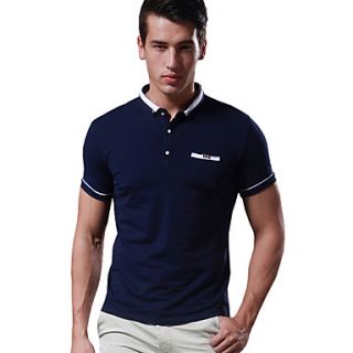 Bangni Mens Lapel Neck Short Sleeve Contrast Color Korean T Shirt