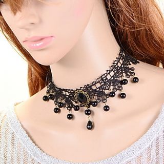 OMUTO Fashion Bead Jewels Collar Necklace (Black)