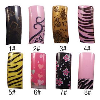 70 Pcs Full Cover Attractive French Acrylic Nails Tips 8 Colors Available
