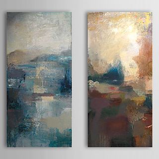 Hand Painted Oil Painting Abstract with Stretched Frame Set of 2 1308 AB0748