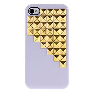 Golden Square Rivets Covered Down Stairs Pattern Hard Case with Glue for iPhone 4/4S (Assorted Colors)
