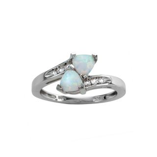 Lab Created Opal & White Sapphire Bypass Ring, Womens