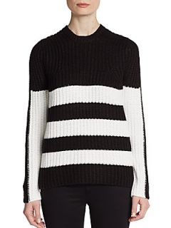 Wide Striped Sweater   Black White