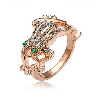 Exquisite Frog Design Alloy 18K Gold Plated With Crystal Womens Ring