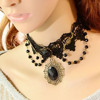 OMUTO High Quality Gorgeous Lace Necklace (Black)