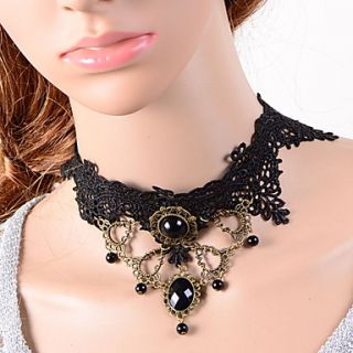 OMUTO Fashion Lace Jewel Elegant Collar Necklace (Black)