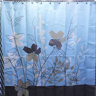 Shower Curtain Modern Blue Flowers Print W71 x L71
