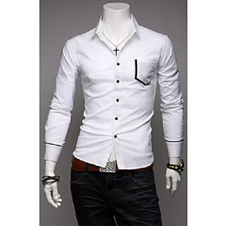 Mens Dots Stitching Long Sleeve Shirt