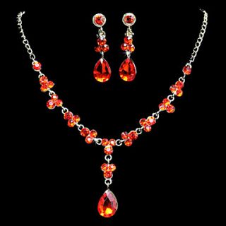 Fashion Alloy With Red ZirconRhinestone Jewelry Set(Including Necklace,Earrings)