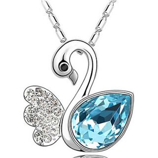 HoneyBaby Swan Shape Blue Diamond Necklace