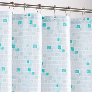 Shower Curtain Green Mosaic Print Thick Fabric Water resistant W71 x L78