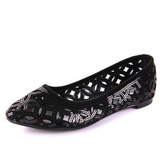 Womens Fashion Cut Out Flat Shoes(Black)