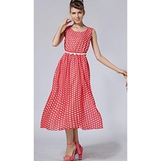 Womens Printing Red Dot Dress Clothes