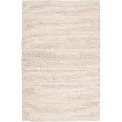 Hand woven Casual Solid White Aniak Wool Rug (5 X 8)