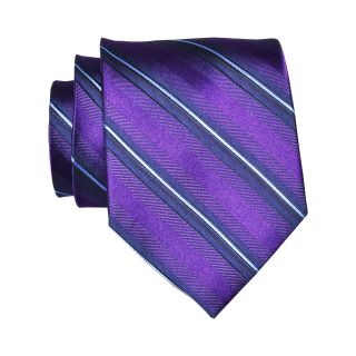 Stafford Harrison Striped Tie, Eggplant (Purple), Mens