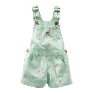 Oshkosh Bgosh Mint Pineapple Embroidered Shortalls   Girls 3m 24m, Green, Green