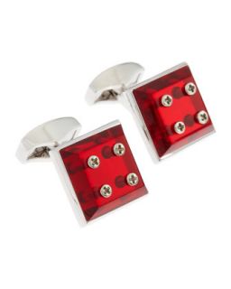 Mirrored Square Cuff Links, Red