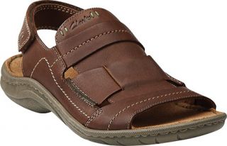 Mens Clarks Woodlake Open   Brown Leather Velcro Shoes