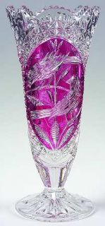 Hofbauer Byrdes Collection Ruby (The) 10 Footed Vase   Pressed, Cut Bird, Ruby