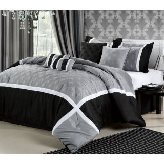 Chic Home Quincy Embroidered Comforter Set Black   45CK112 HE, King