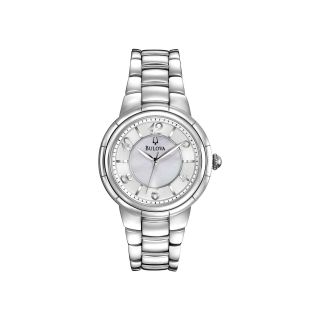 Bulova Womens Mother of Pearl Silver Tone Watch