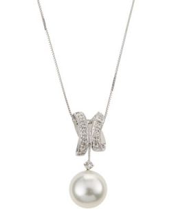 South Sea Pearl Diamond Wrap Pendant Necklace