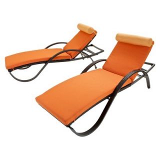 Deco Wicker Patio Chaise Lounge   Orange