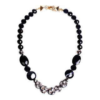 ZOË + SYD Black Glass & Crystal Short Beaded Necklace, Womens