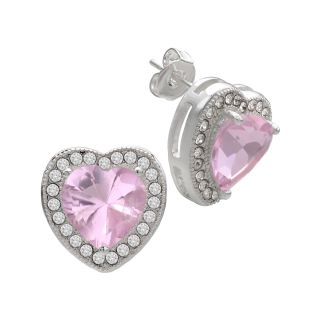 Bridge Jewelry Pure Silver Plated Pink Crystal Heart Earrings