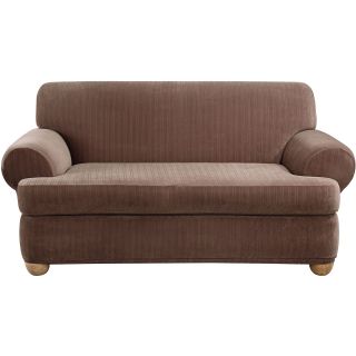 Sure Fit Stretch Pinstripe 2 pc. T Cushion Sofa Slipcover, Chocolate (Brown)