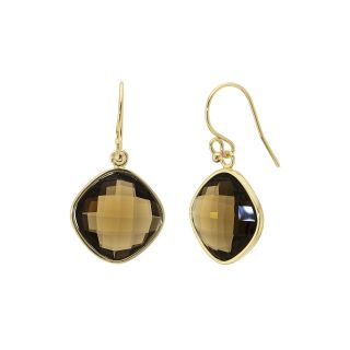 ATHRA 14K Gold Plated Smoky Diamond Shape Dangle Earrings, Womens