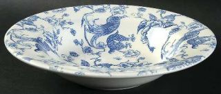 Staffordshire Engraving Bird Of Paradise Rim Soup Bowl, Fine China Dinnerware  