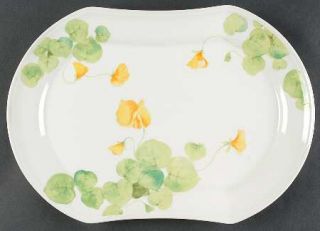 Mikasa Water Lilies Yellow 14 Oval Serving Platter, Fine China Dinnerware   Bon