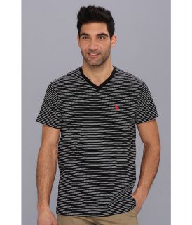U.S. Polo Assn Mini Stripe V Neck 2N Mens T Shirt (Black)