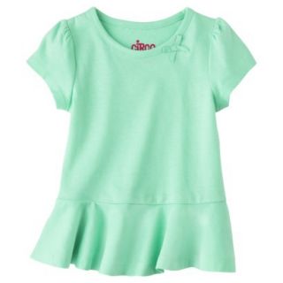 Circo Infant Toddler Girls Short Sleeve Peplum T Shirt   Green 18 M