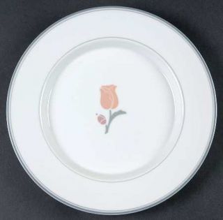 Dansk La Tulipe Grey Salad Plate, Fine China Dinnerware   Tivoli, Peach Tulip, G