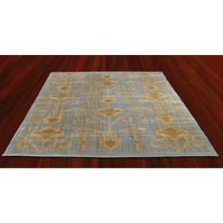 Ikat Turquoise Light Blue Abstract Area Rug (55 X 78)